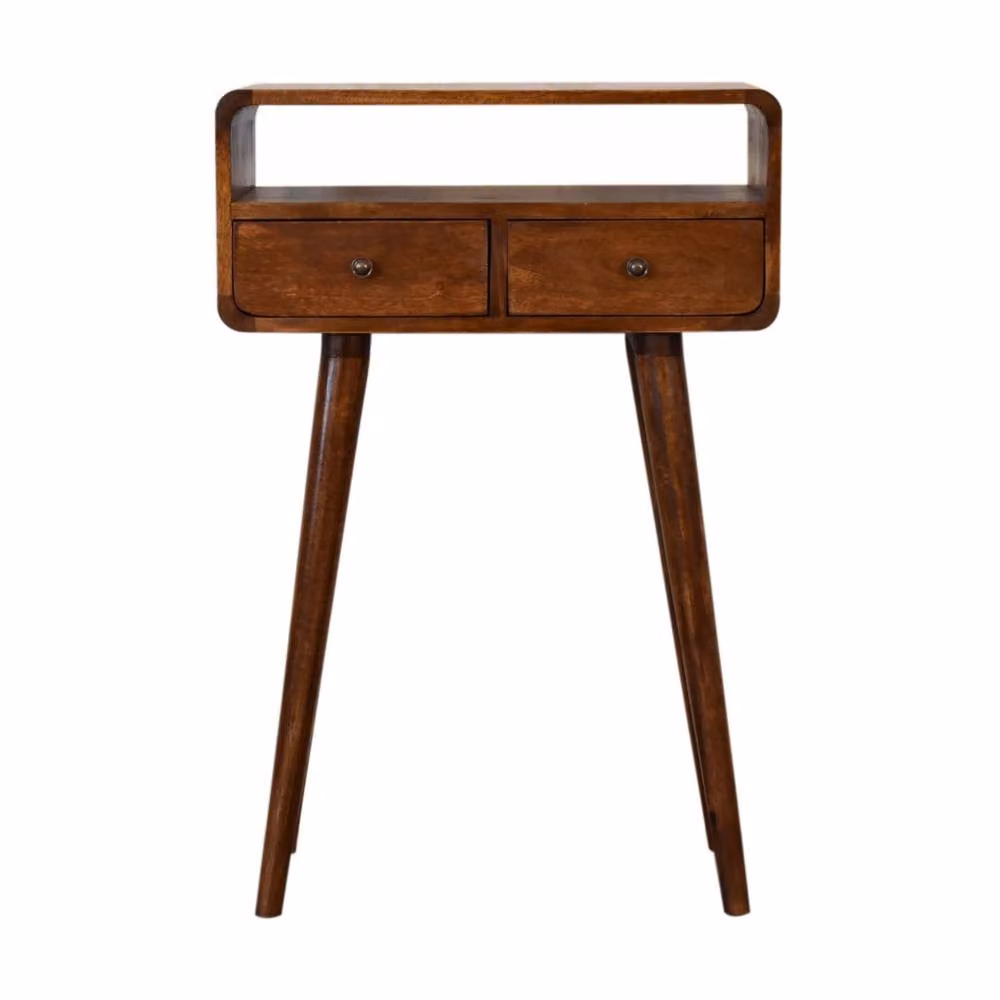 Wyld Haus Venzone Mini Console Table in Brown Mango Wood with 2 Drawers and Open Shelf – 2