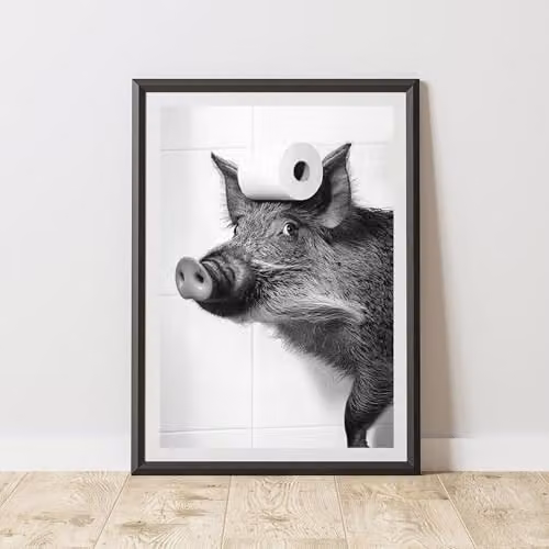60 Second Makeover Wild Boar Toilet Roll Animal Print Paper Poster, A3