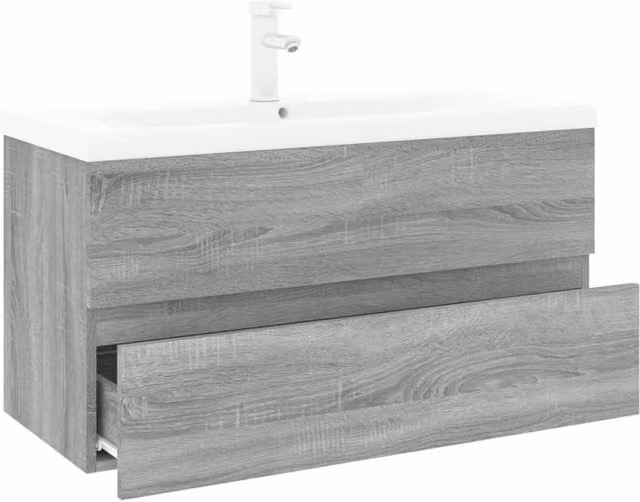 Berkfield Home Grey Sonoma Sink Cabinet with Built-in Basin, W/D/H: 90.0 x 45.0 x 38.5 cm – 1