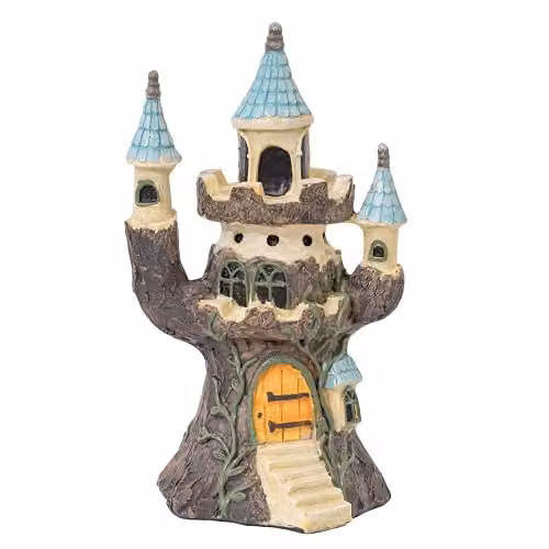Pelle & Sol Multicolour Winter Castle Tabletop Ornament, Resin and Plastic Decor, W/D/H: 13.0 x 15.0 x 24.0 cm
