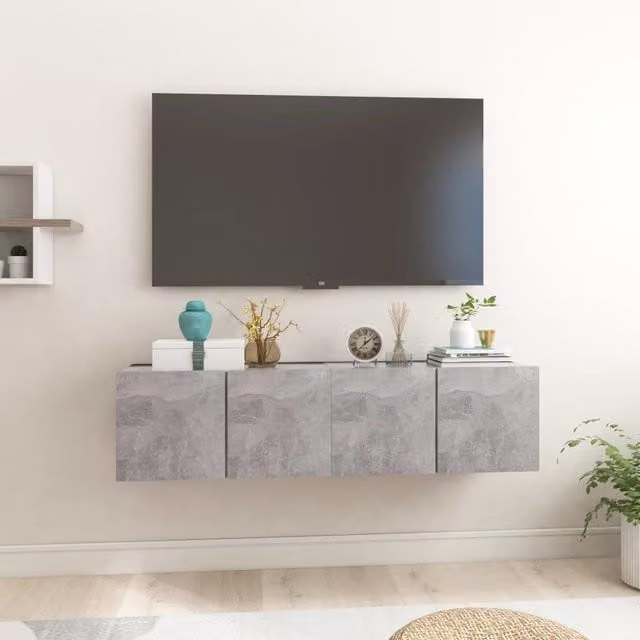 Berkfield Home Hanging TV Cabinets, 2 Piece, Concrete Grey, W: 60 cm, D: 30 cm, H: 30 cm