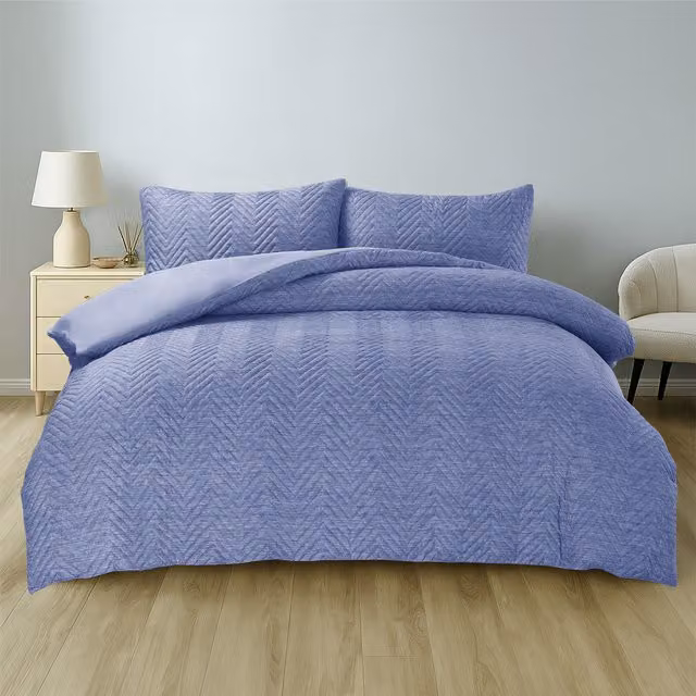 Velosso Blue Semi Printed Quilted Summer Duvet Set with Pillowcases, W/D/H: 180 x 200 cm