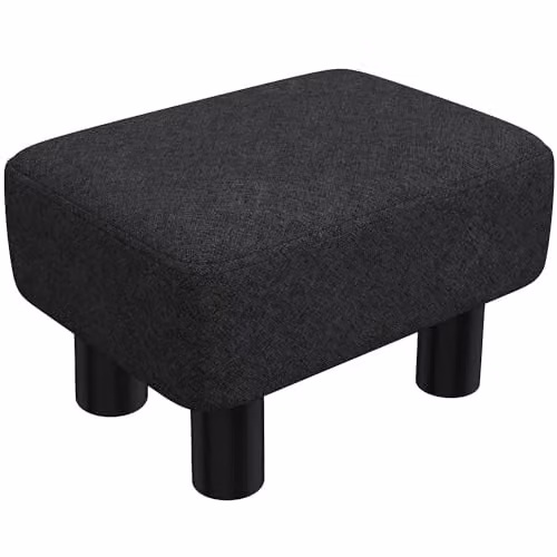 HOMCOM Black Fabric Cube Foot Stool Ottoman, W/D/H: 40 x 30 x 24 cm