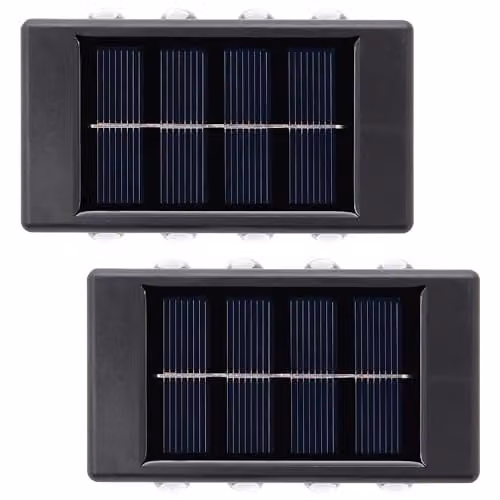 GardenKraft 2-Pack Solar Outdoor Wall Lights in Black with Warm White LEDs