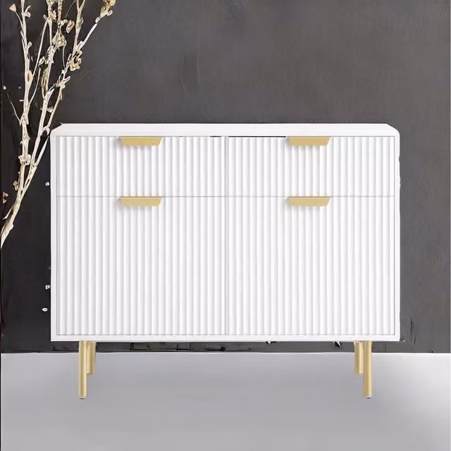 Kosy Koala Vienna Side Cabinet with Metal Legs in White and Gold