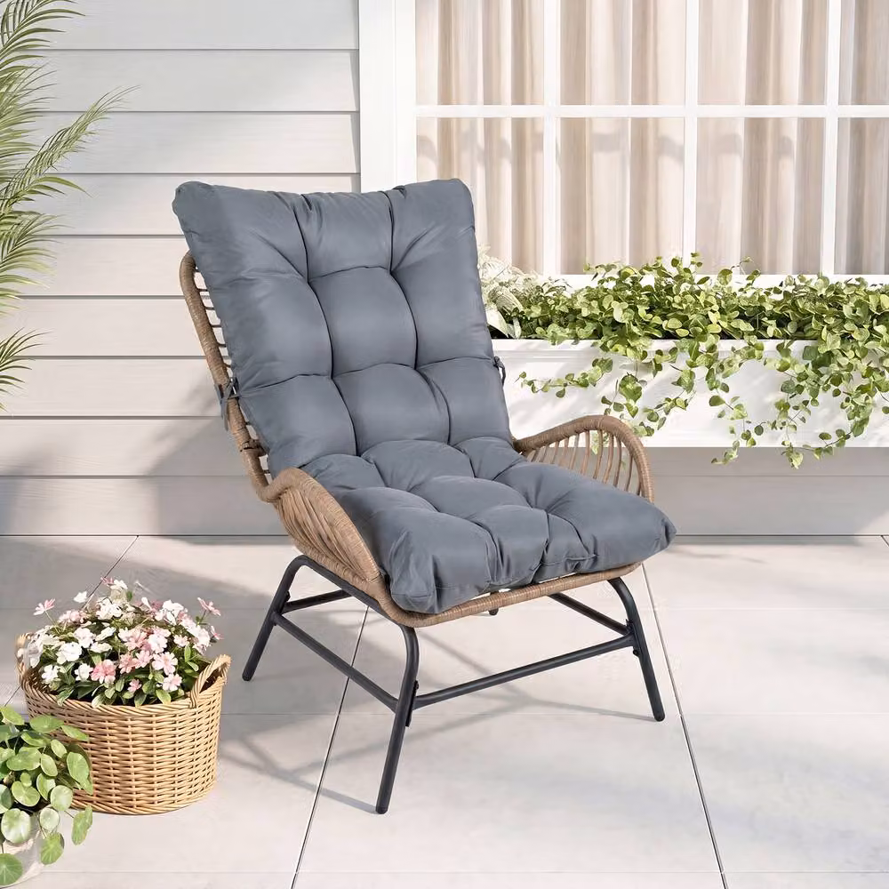 Costway Grey PE Rattan Outdoor Leisure Armchair with Cushion – 3