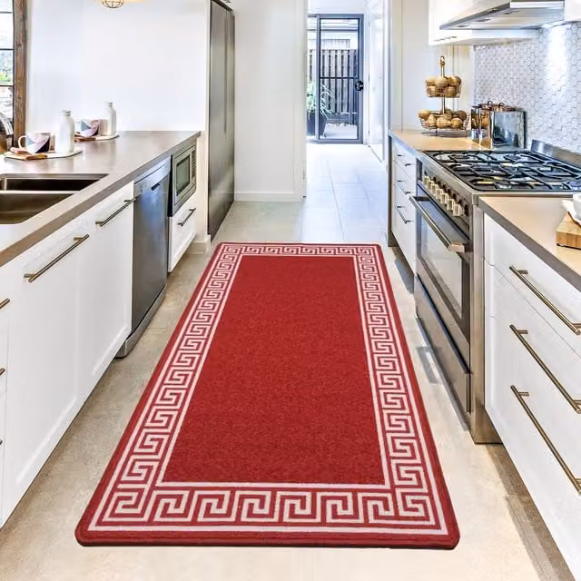 Smart Living Non-slip Striped Gel Door Mat, Red, W: 50 cm, D: 80 cm