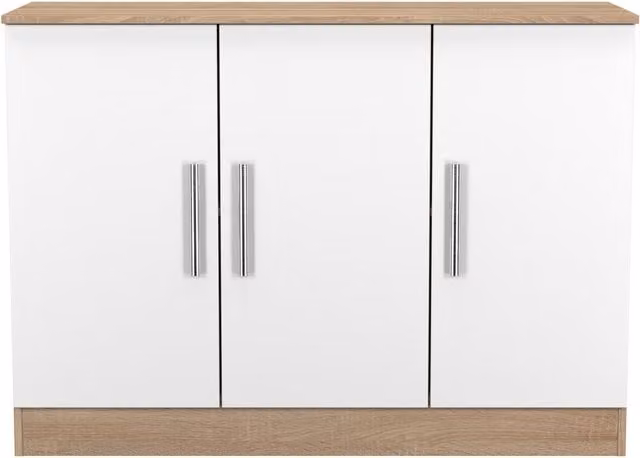 Ready Assembled 2 U Trent 3 Door Sideboard in White and Multicolour