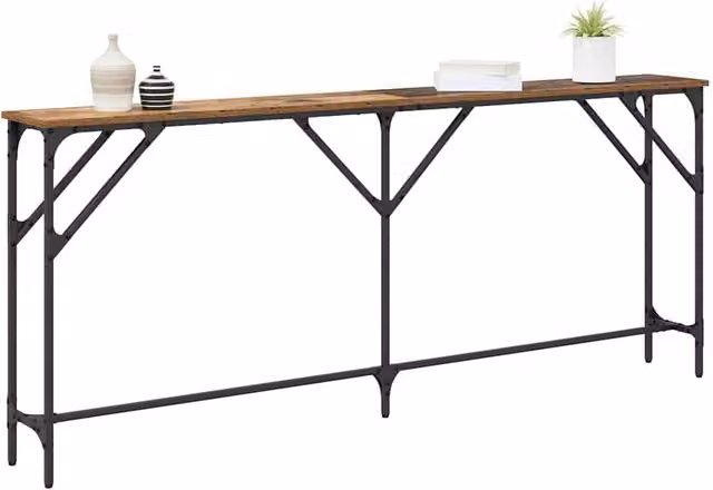 Berkfield Home Rustic Old Wood Console Table, Brown, W/D/H: 180 x 23 x 75 cm