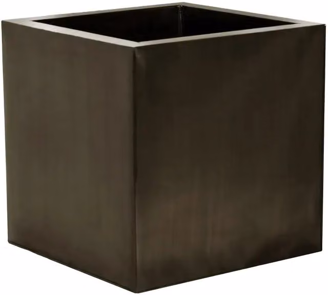 Primrose Brown Galvanised Steel Cube Planter Tub