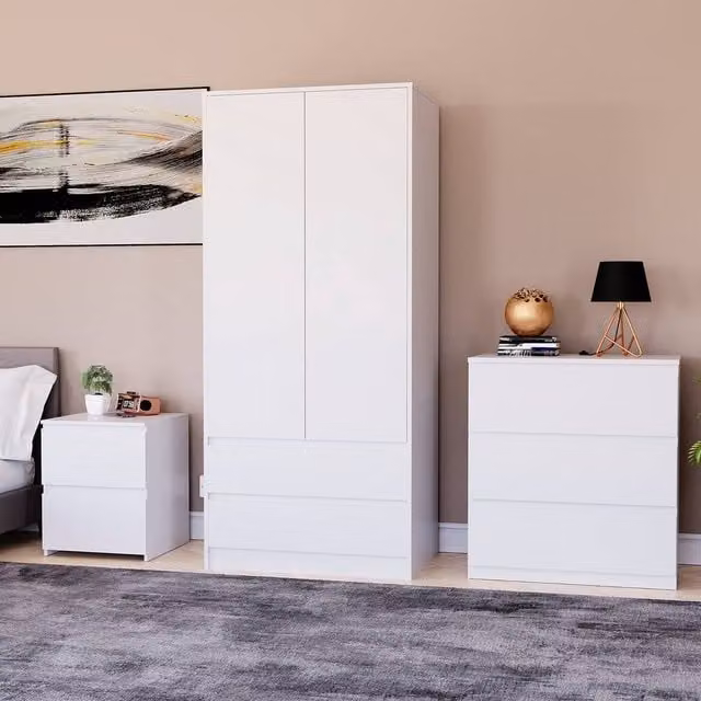 Vida Designs Modern White MDF Bedroom Set