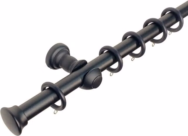 Lister Cartwright 28 mm Black Wooden Straight Curtain Pole, Length: 240 cm