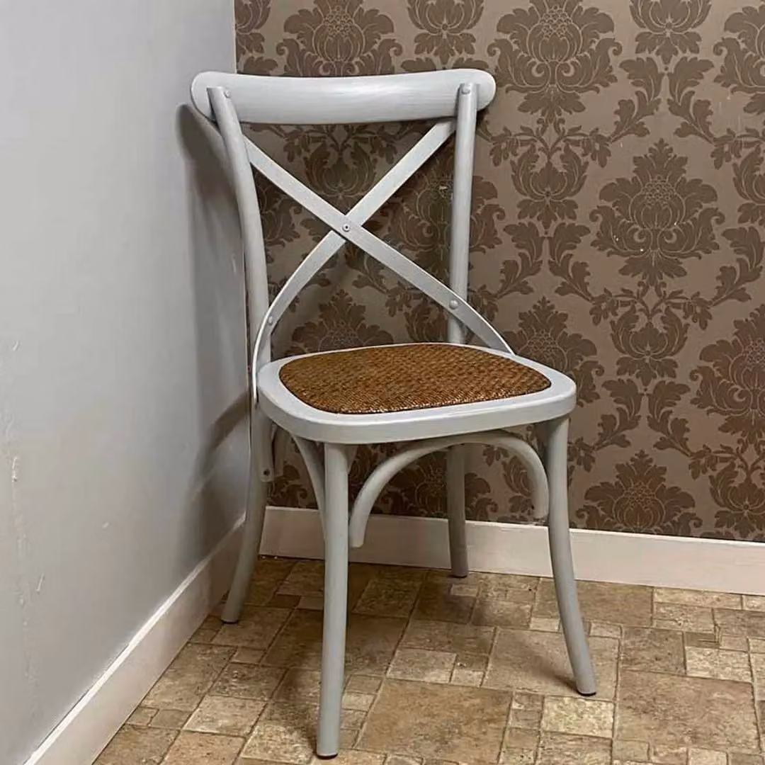 Minster French Cross Back Dining Chair in Grey Wood, W: 49 cm, D: 46 cm, H: 88 cm – 2