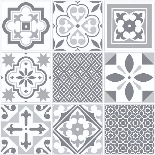 d-c-fix Self-Adhesive Grey Moroccan Geometric Tile-Look Floor Vinyl Tiles