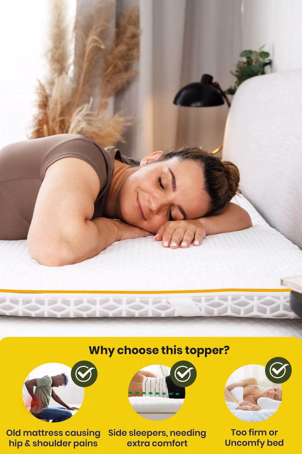 Brightr Sleep Aurora 2 in 1 Dual-Layer Memory Foam Mattress Topper, Emperor Size, White – 5