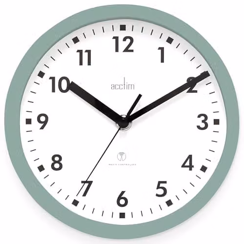 Acctim 74665 Nardo Green Radio Controlled Round Analog Wall Clock, Diameter: 20 cm