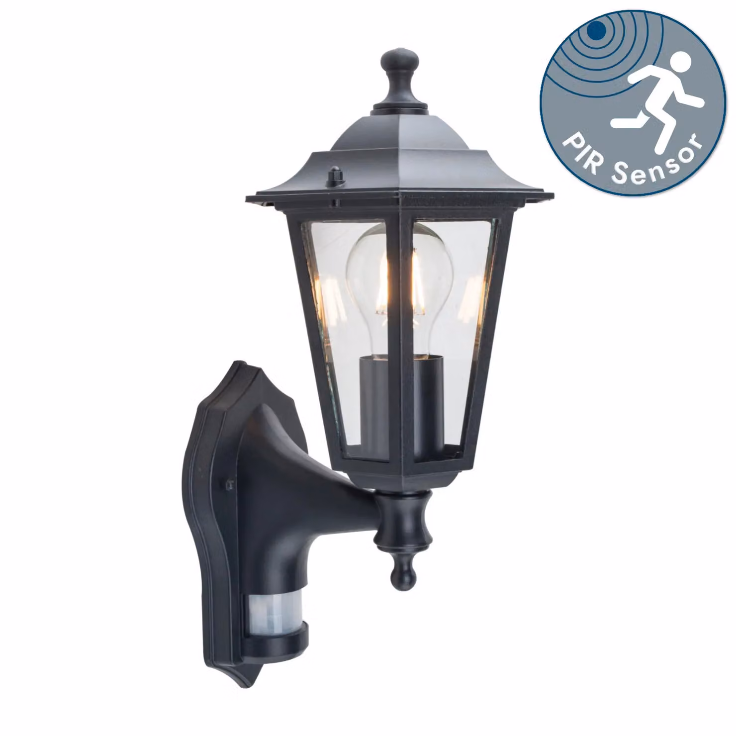 First Choice Lighting Eversham Black Six Sided Lantern Outdoor Motion Sensor Wall Light – 2