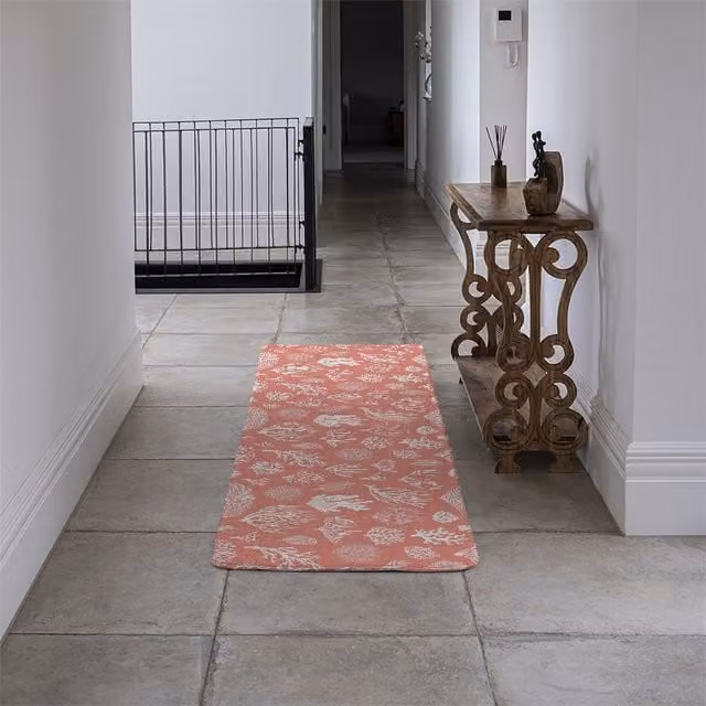 Benjamin Tate Design LTD Corals and Algae Designer Pink Faux Fur Runner Rug