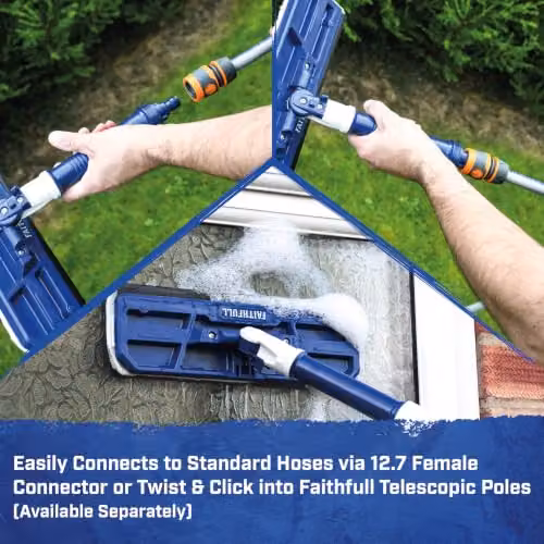 Faithfull Blue Water Flow Window Cleaning Mop with Squeegee and Refillable Microfibre Head – 7