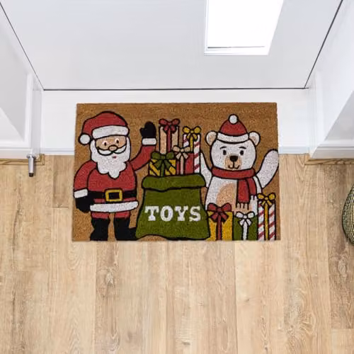 JVL Christmas Santa Coir Entrance Doormat, Multicolour, W/D: 40 x 58 cm – 9