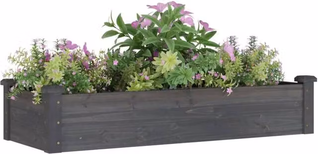 Berkfield Home Garden Raised Bed with Liner in Grey, Solid Wood Fir, W/D/H: 120 x 45 x 25 cm – 1