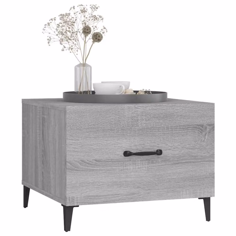 Berkfield Home Set of 2 Grey Sonoma Coffee Tables with Metal Legs, W/D/H: 50 x 50 x 40 cm – 2