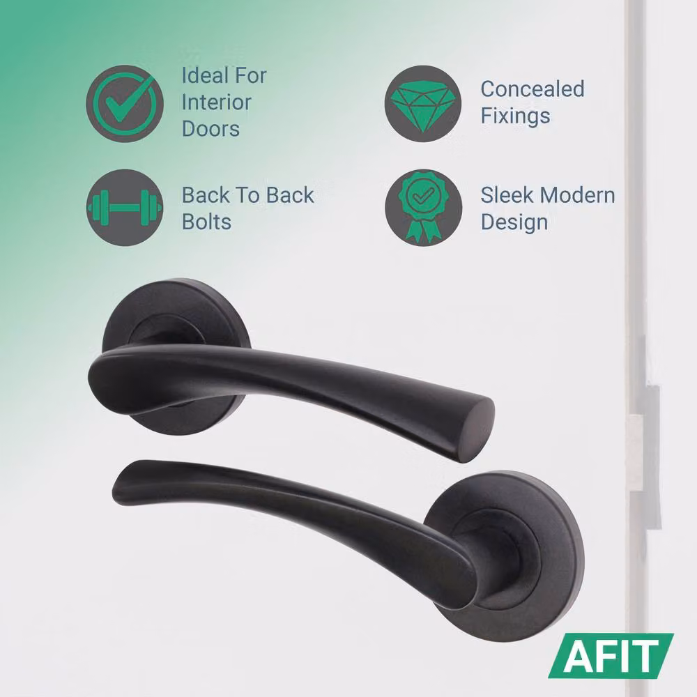 AFIT Novi Range Black Internal Twist Door Handles with Latch, 3 Pairs, W/D/H: 15.0 x 6.6 x 6.0 cm – 2