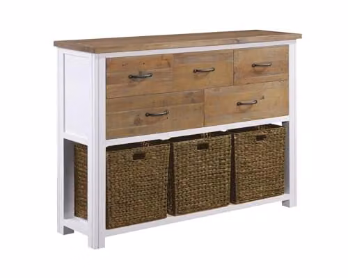 baumhaus Splash of White Rustic Wood Sideboard and Console Table in White