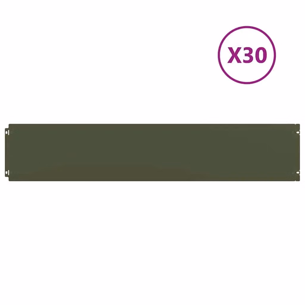 Berkfield Home Lawn Edgings, 30 Pieces, Olive Green and Silver Cold-rolled Steel, 20 x 103 cm – 1