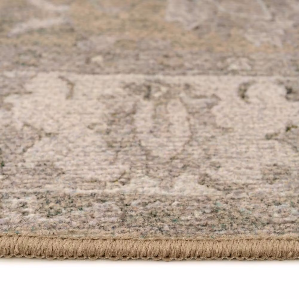 Kukoon Green and Gold Floral Distressed Vintage Machine Washable Area Rug, W: 200 cm, L: 290 cm – 4