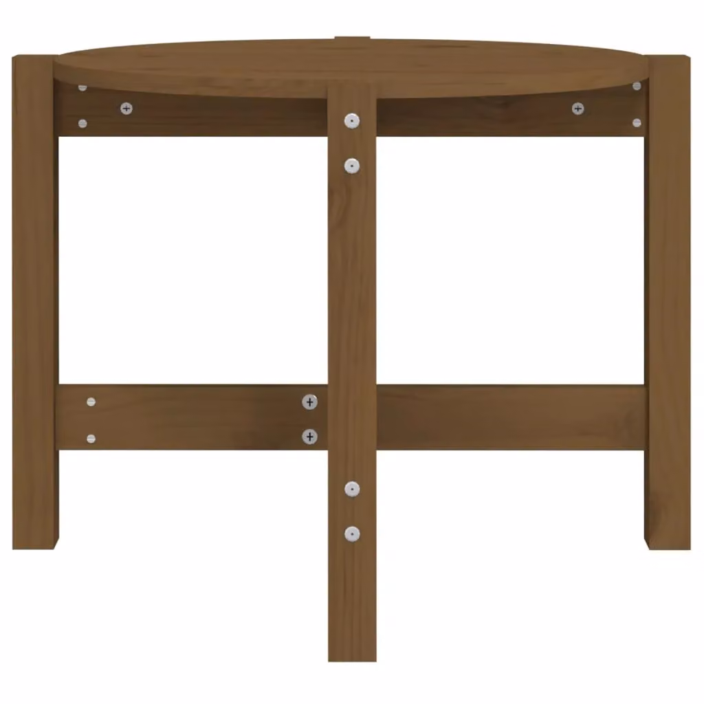 Berkfield Home Round Rustic Solid Wood Pine Coffee Table, Honey Brown, W: 62.5 cm, H: 45 cm – 4