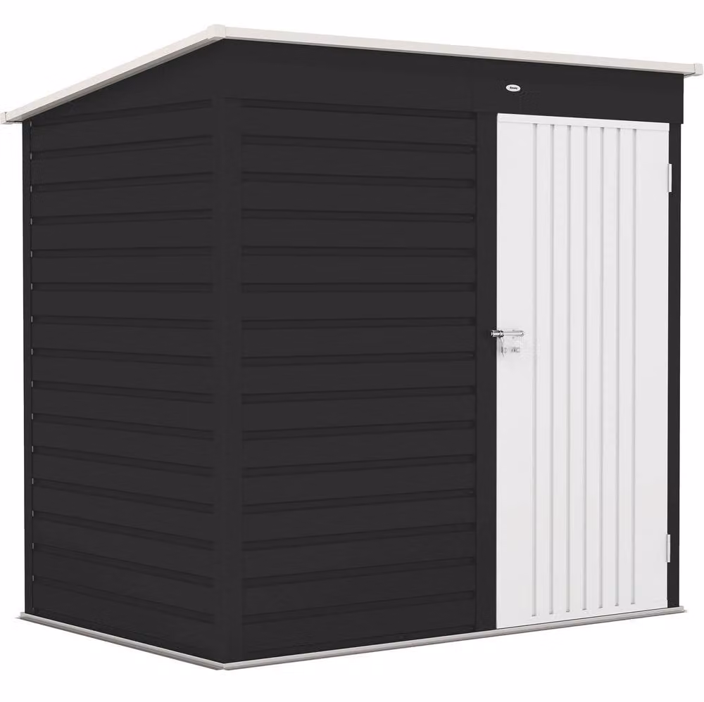 STILVORA Modern Pent Garden Storage Shed in Grey Steel with Lockable Single Door, H: 192 cm, W: 130 cm – 5