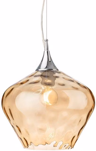 Netlighting Titan Dome Pendant Light in Chrome with Amber Glass and Grey Accents