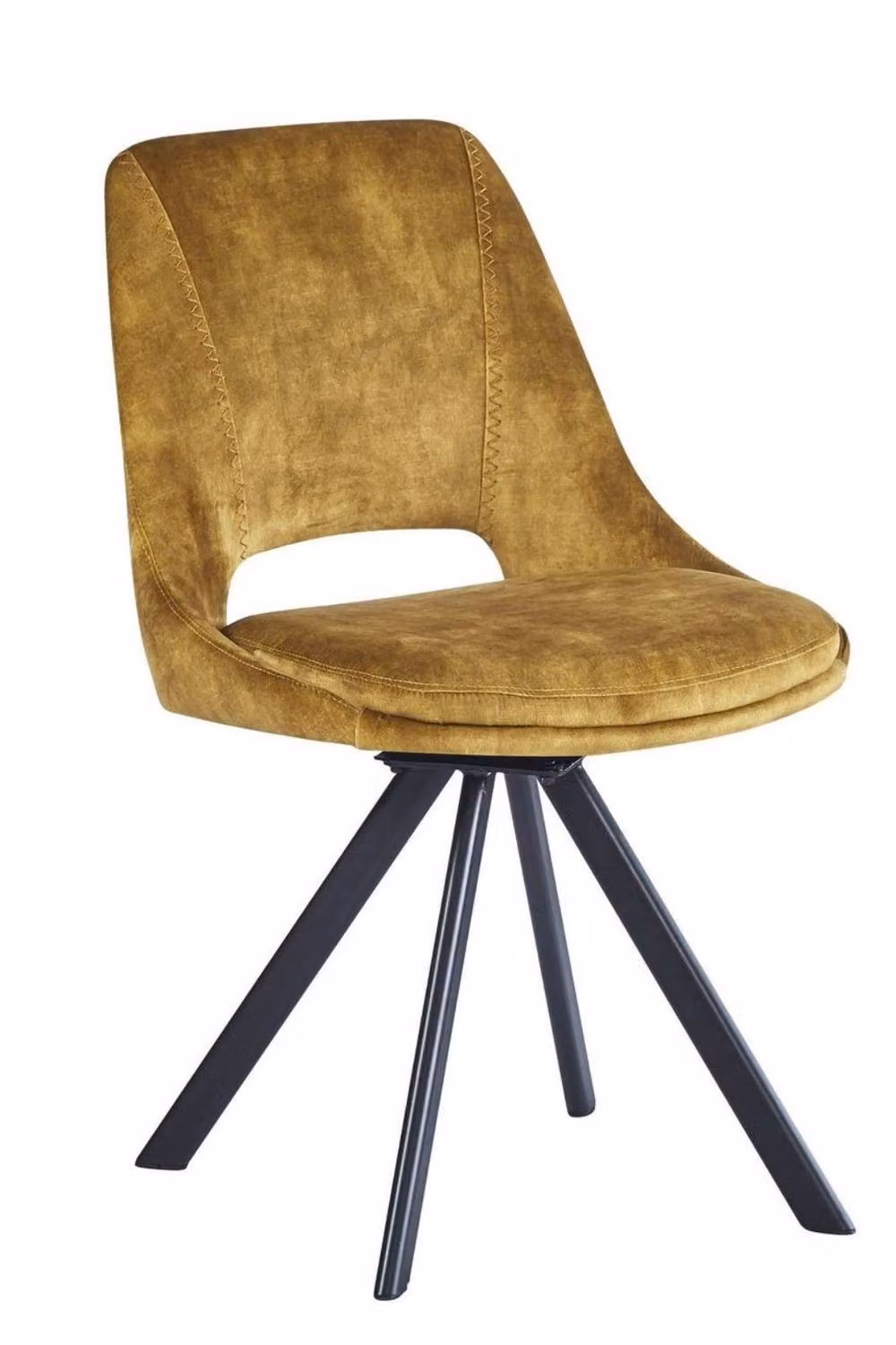 IH Design Flookburgh Mustard Yellow Velvet Swivel Dining Chairs, Set of 2 – 2