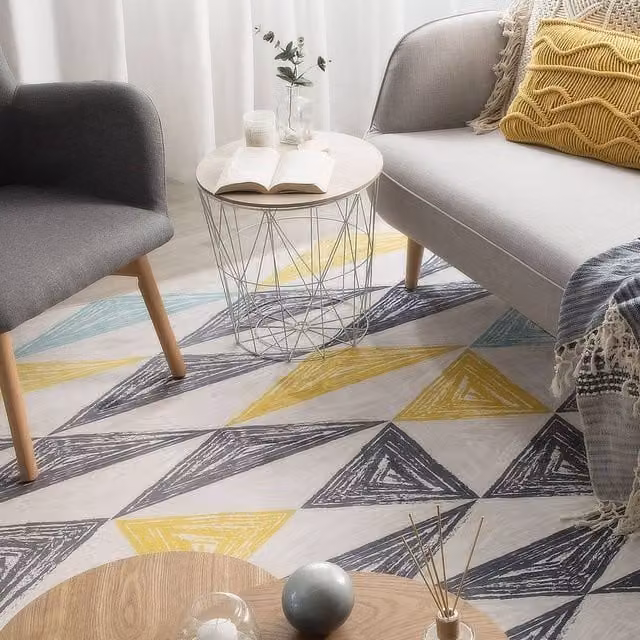 Wyld and Coco Grey and Yellow Geometric Scandinavian Area Rug, W: 160 cm, L: 230 cm – 1