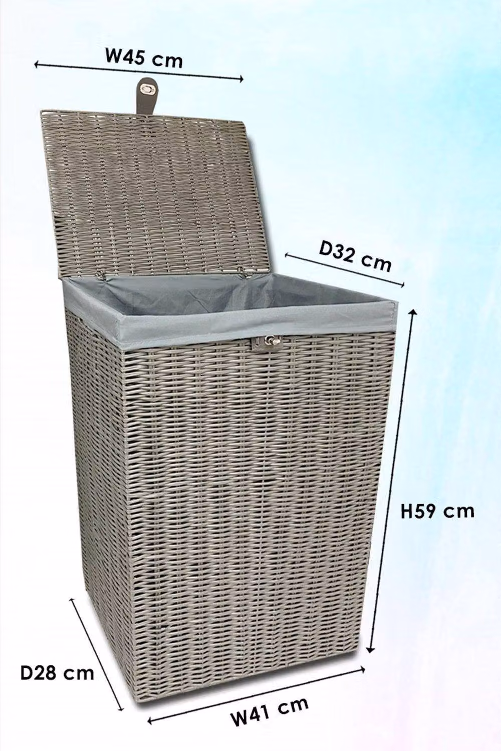 Clarisworld Grey Resin Laundry Clothes Basket with Lid – 3