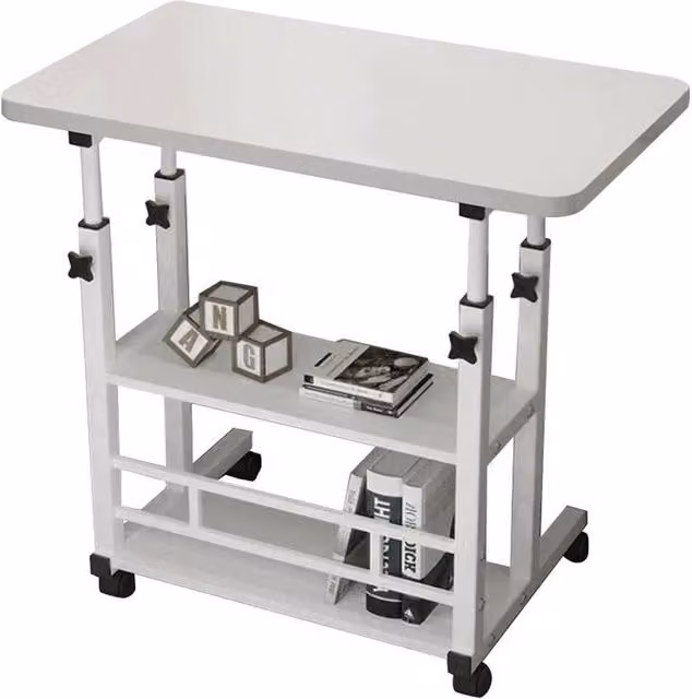 NESTLUNE 3 Tier Height Adjustable Laptop Stand Table in White, W/D: 100 x 100 cm – 1