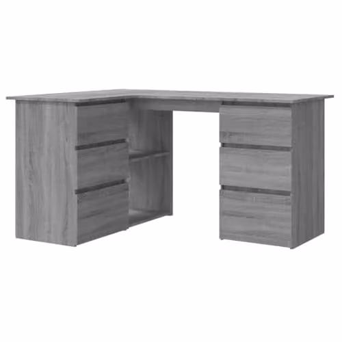 vidaXL Modern Corner Desk in Grey Sonoma, W/D/H: 145 x 100 x 76 cm, Engineered Wood