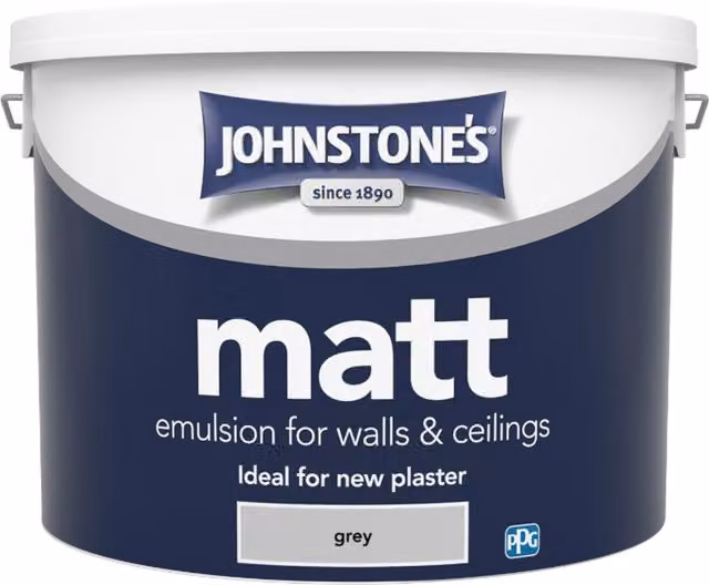 Johnstones Matt Water Based Dispersion Emulsion Paint, Grey, 10 l
