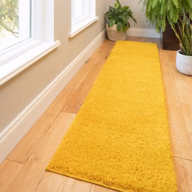 The Rug House Soft Value Shaggy Living Area Rug, Yellow, W: 230 cm, D: 60 cm