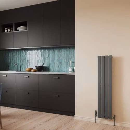 UK Radiators Typhoon Anthracite Vertical Designer Steel Radiator H: 120 cm, W: 27.2 cm – 3