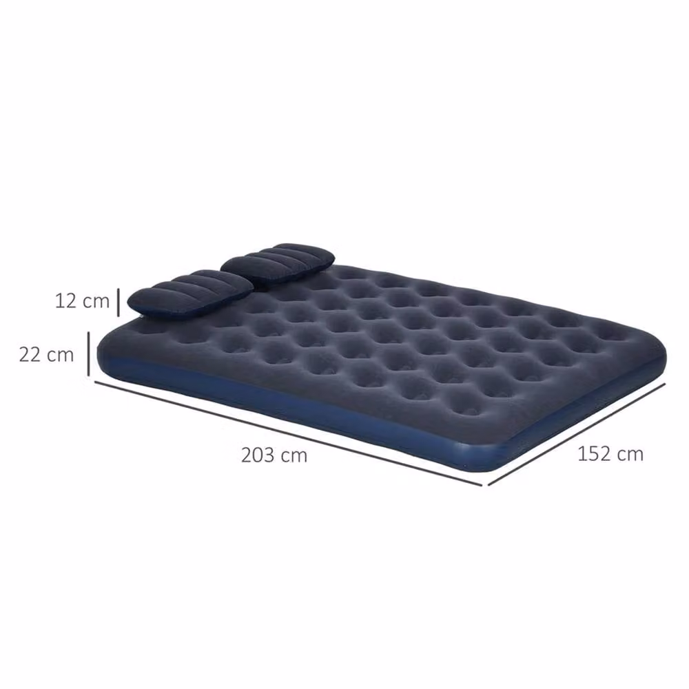 EONLION King Inflatable Mattress with Hand Pump, Blue, W/D/H: 150 x 200 x 45 cm – 2
