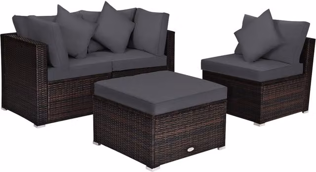 Costway 4-Piece Brown Rattan Patio Conversation Set