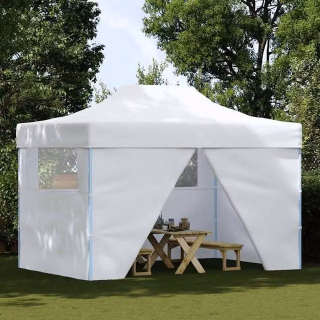 Berkfield Home Professional Folding Party Tent with 4 Sidewalls, White Steel, W: 4 m, D: 3 m