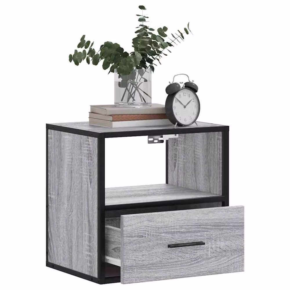 Berkfield Home Set of 2 Wall-mounted Bedside Cabinets, Grey Sonoma, W: 40 cm, D: 31 cm, H: 39.5 cm – 4