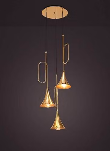 Netlighting Mantra Iluminación Jazz 3-Light Ceiling Cluster Pendant, Gold/Brass and Black, E27 – 2
