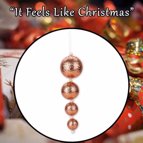 VFM e-Store Set of 4 Gold Round Hanging Christmas Bauble Ornaments, 31 cm – 8