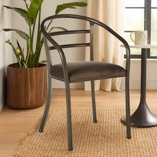 Orsina Industrial Design Armchair with Curved Backrest in Brown – 2