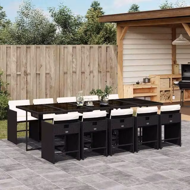 Berkfield Home Garden Dining Set in Black and Cream White