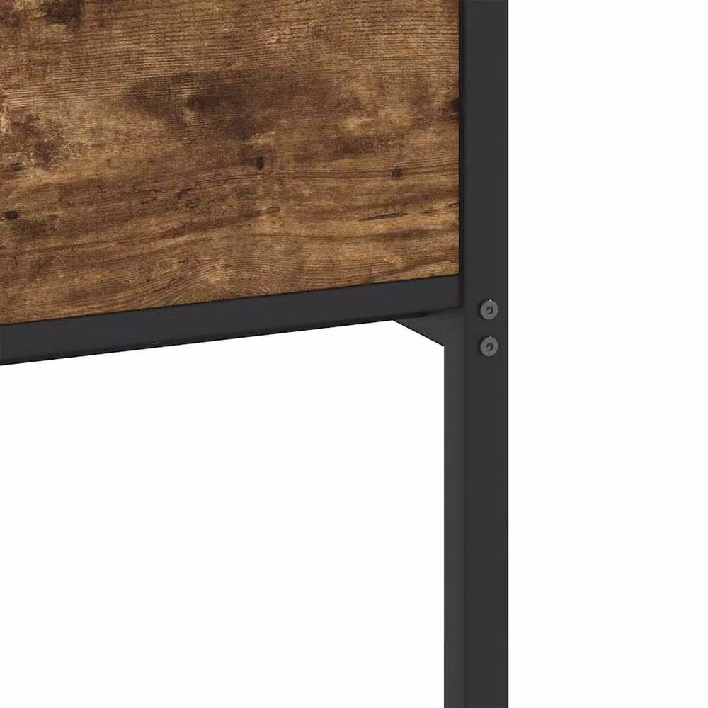 Berkfield Home Small Single Wood and Metal Bed Frame in Smoked Oak Brown, W: 75 cm, L: 190 cm – 6